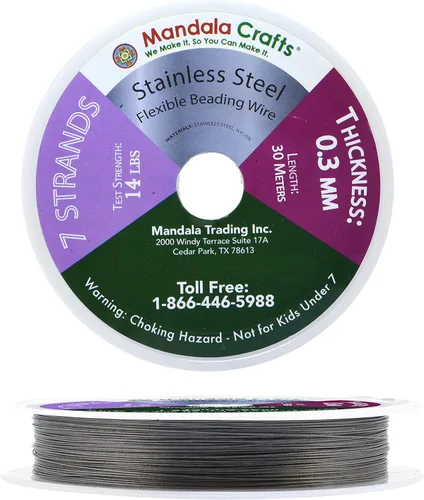 Vista 9 de Mandala Crafts Alambre de acero inoxidable de 7 hebras de cola de tigre – 32 pies calibre 18 de plata para hacer joyas