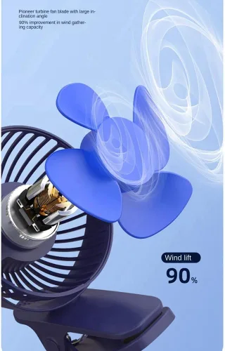 Vista 5 de 1200Mah Summer Clip-On Fan Portable Automatic Oscillating Head Fan for Student White