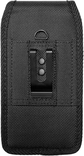 Vista 7 de Funda de nailon para iPhone SE (4.7 "), iPhone 5, 5S - Funda vertical de lona para cintura con clip para cinturón/pinzas, color negro