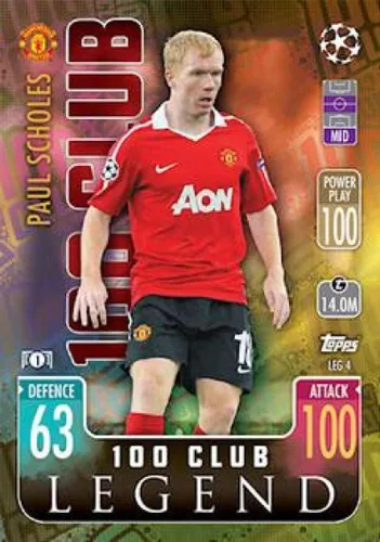 Topps Match Attax Extra UEFA Champions League 100 Legend #LEG4 Paul Scholes Manchester United 2021-22 - Carta oficial de fútbol CCG en estado crudo