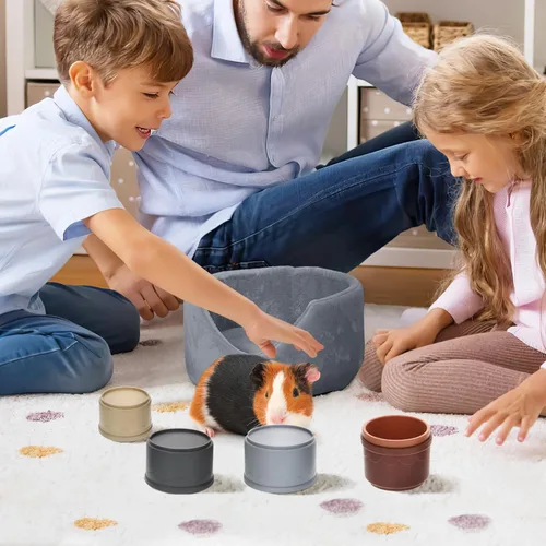 Vista 6 de MEWTOGO 8 Piezas Tazas Apilables para Conejo - Juguetes Reutilizables Multicolor para Conejos de Diferentes Tamaños, Juguetes de Anidación