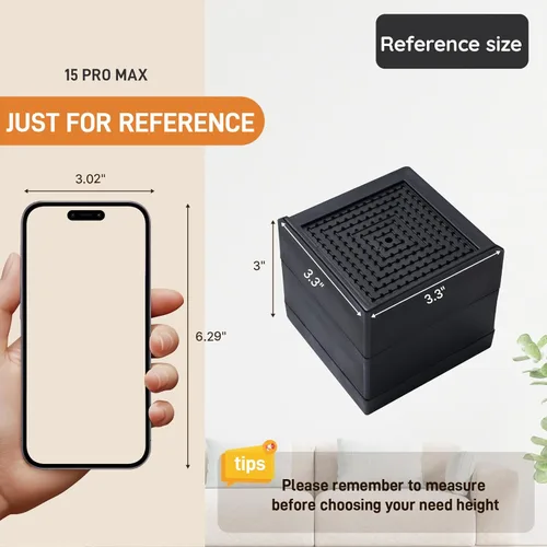 Vista 2 de Elevadores para muebles de cama, bloques de elevación ajustables, pilotes de 1.5, 3, 4 y 6 pulgadas, resistentes para cama, sofá, escritorio, mesa