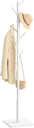Vista 9 de Yawinhe Perchero de abrigos, soporte robusto de madera con 8 ganchos, 3 alturas ajustables para dormitorio, pasillo, entrada, oficina, 11.8 x 70.8