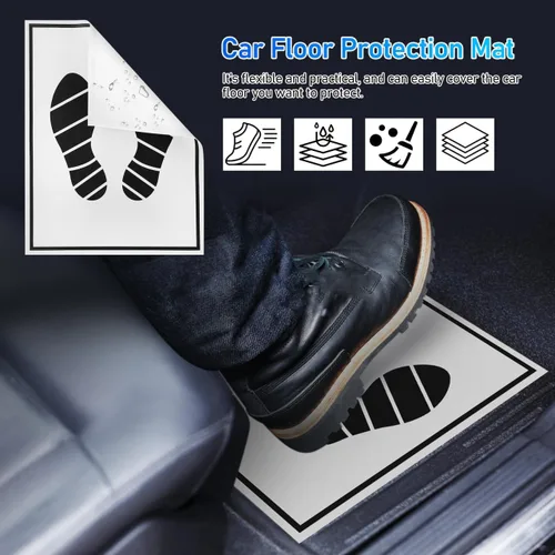 Vista 3 de IMIKEYA Tapete de papel: 50 alfombrillas desechables para el piso del automóvil, alfombrillas desechables para interiores de impresión automotriz