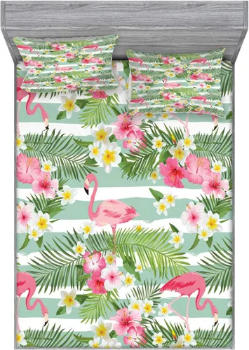 Vista 117 de Ambesonne Island Map - Juego de sábanas bajeras y fundas de almohada, mapa del tesoro súper detallado, diseño de piratas rústicos grungy, tema