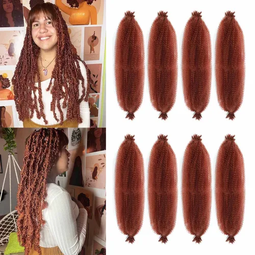 Vista 71 de Extensiones de cabello afro rizado Ginger 12 pulgadas, trenzas Marley de cabello trenzado elástico 350, extensiones de cabello afro rizado y rizado
