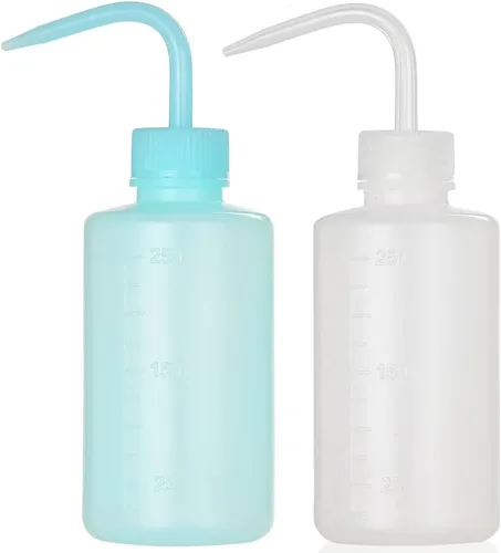 Vista 18 de 2 piezas Botella de lavado de tatuajes 250 ml 8 oz Botella de agua para riego de suculentas, limpieza médica - Blanco y Rosa