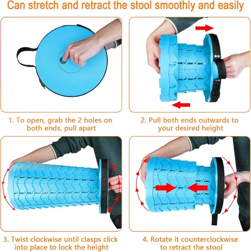 Vista 5 de Boreeman Taburete plegable mejorado, ligero pero más resistente, con capacidad de carga, 400 libras, taburete plegable portátil para camping, pesca