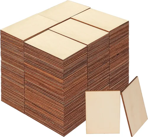 Vista 10 de 150 cuadrados de madera para manualidades, piezas de madera sin terminar de 5 x 5 pulgadas para manualidades, hojas de madera en blanco, hojas