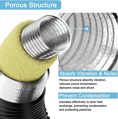 Vista 5 de Hon&Guan Conducto Flexible Aislado de 4 Pulgadas - Manguera de Protección de Cuatro Capas de Servicio Pesado Reductor de Ruido de 4 Pies, Conducto