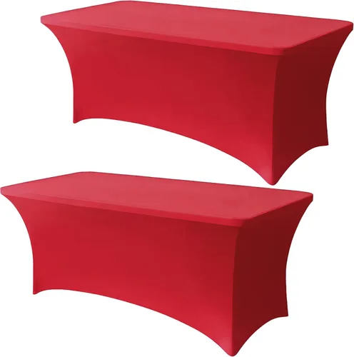 Vista 22 de Mantel negro de 4 pies, 1 paquete, mantel rectangular elástico de elastano, lavable para fiestas, comedor, boda, banquete y festivales