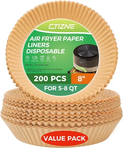 Vista 22 de Forros de papel desechables para freidora de aire: 100 piezas de 9 pulgadas, forros redondos para canasta de freidora de aire, papel de pergamino