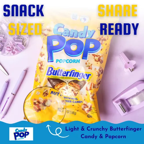 Vista 4 de Candy Pop Butterfinger Palomitas de maíz recubiertas de caramelo (bolsas de 5.25 onzas, 1 paquete)