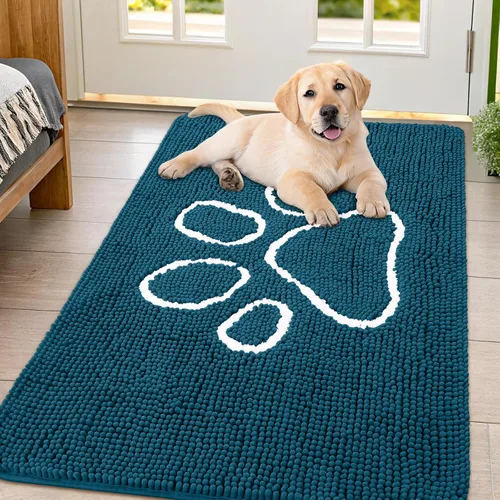 Vista 170 de Smiry Tapete para puerta de perro para patas fangosas, absorbente que atrapa la suciedad, antideslizante, de secado rápido, lavable, tapete