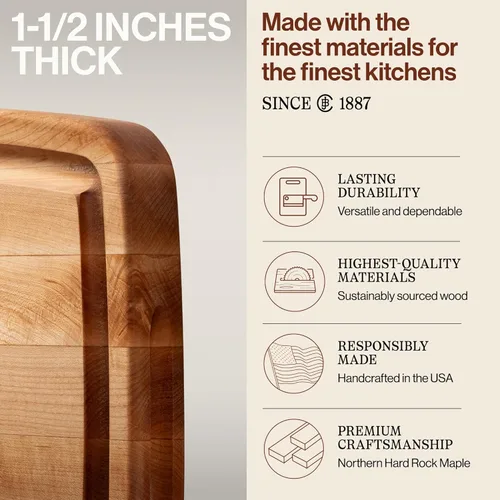 Vista 3 de John Boos CB Series Tabla de cortar rectangular de madera de arce de 20 x 14 pulgadas, 1.5 pulgadas de grosor, bloque de carnicero reversible de 12