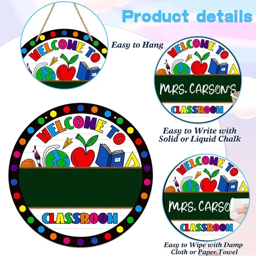 Vista 6 de FaCraft Letrero de bienvenida para decoración de puerta de aula de 11.5 pulgadas, letrero personalizado para puerta de profesor, letrero