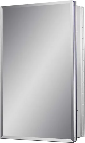 Vista 4 de Fundin Espejo de baño de aluminio solo para montaje empotrado, con puerta de espejo de doble cara sin marco, 15 pulgadas x 24 pulgadas