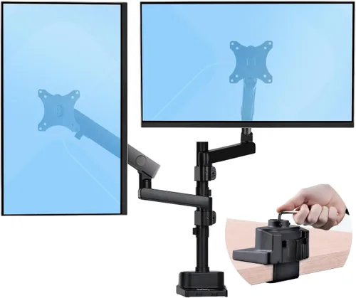 StarTech.com Brazo de monitor doble para montaje en escritorio, montaje de altura ajustable para 2 pantallas VESA de hasta 32 pulgadas (17.6 lb/8