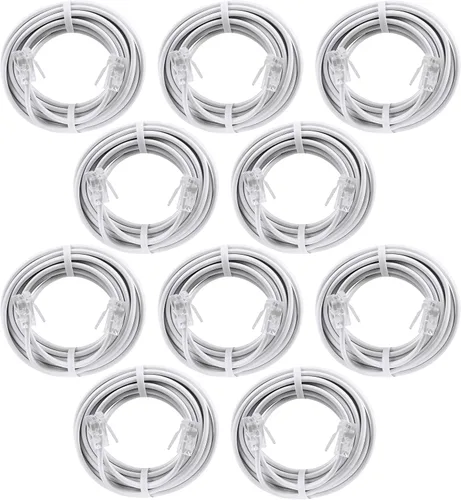 Vista 7 de Power Gear Cable de línea telefónica, 2,1 metros, cable de teléfono, conectores modulares, funciona para teléfono, módem o máquina de fax, para uso