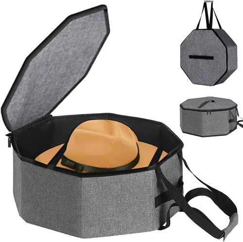 Caja de Almacenamiento de Sombreros, Cajas de Sombreros para Almacenamiento de Mujeres, Soporte de Sombreros Vaqueros para Viajes, Estuche Portador