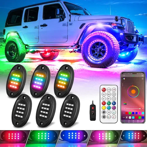 Vista 12 de 4 cápsulas de luces LED RGB+IC para ATV, carritos de golf, UTV, camiones, autos, SUV, RZR, SXS, kit de luces LED de persecución de sueños