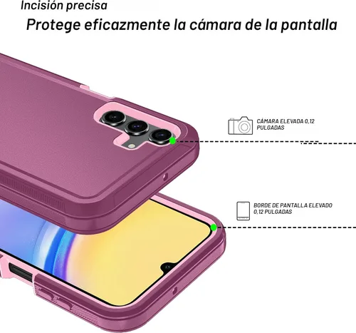 Vista 5 de Qinmay Funda para Samsung Galaxy A15 5G con protector de pantalla HD, resistente a los golpes y a las caídas, funda de 3 capas para Galaxy A15 Negro