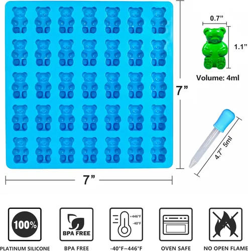 Vista 2 de Moldes de silicona para cubitos de hielo, moldes de chocolate sin BPA con 3 goteros, juego de 3 moldes de silicona antiadherentes para caramelos