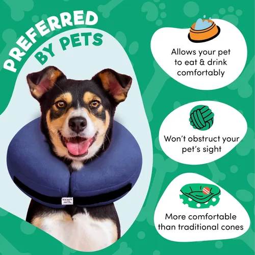 Vista 5 de BENCMATE Collar inflable protector para perros y gatos, collar suave de recuperación de mascotas que no bloquea la visión, collar electrónico