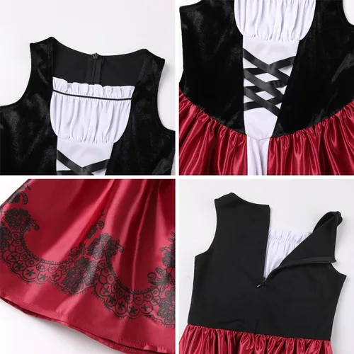 Vista 5 de ODOLDI Disfraz de Caperucita Roja para Niñas, Halloween, Navidad, disfraz de 2-10T