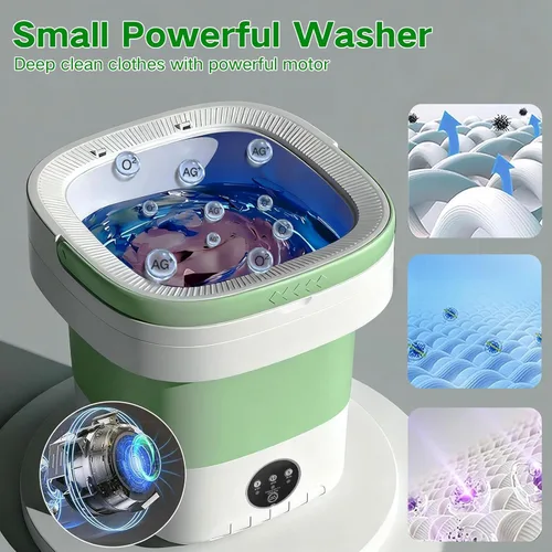 Vista 4 de Lavadora portátil, mini lavadora plegable de 15 litros con 3 modos de limpieza para ropa de bebé, ropa interior, pequeña lavandería plegable