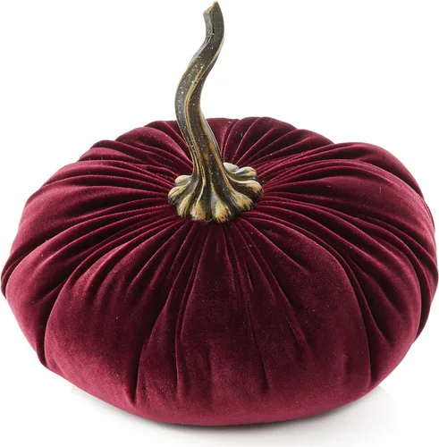 Vista 8 de Your Heart's Content Calabaza de terciopelo de 9 pulgadas, decoración de otoño hecha a mano, centro de mesa de boda de otoño, decoración rústica