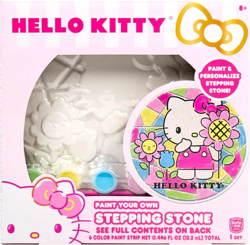 Sanrio Hello Kitty Pinta Tu Propia Piedra de Paso de 7", Incluye 6 Pinturas y 1 Pincel, Lindos Regalos para Niños Adolescentes Niñas Adultos