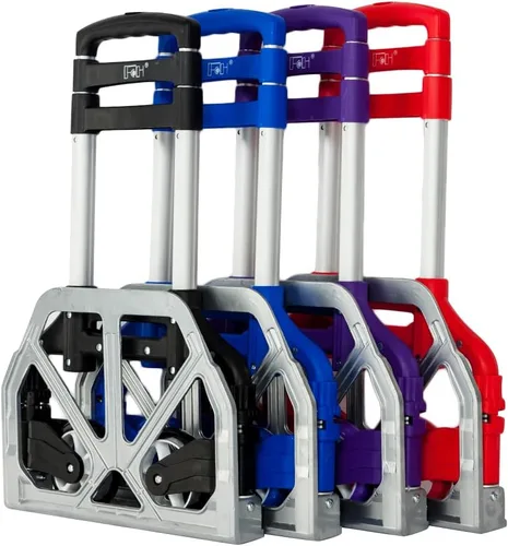 FCH - Carro de mano de aluminio plegable y portátil, con capacidad de 165 libras, ideal para usos en el hogar, auto, oficina, viaje, Negro