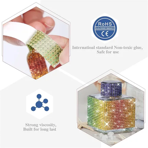 Vista 5 de Tiras autoadhesivas de diamantes de imitación, cinta de diamantes de imitación de 0.079 pulgadas con diamantes de imitación brillantes para teléfono