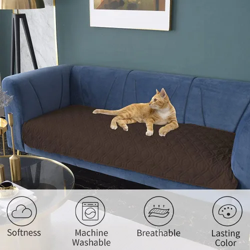 Vista 3 de Ameritex - Manta impermeable para cama de perro, manta reversible para muebles, cama, sofá (30 x 70 pulgadas, color chocolate y beige)