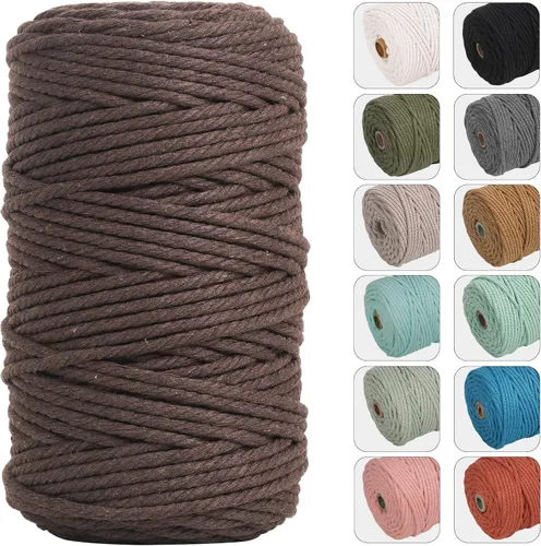 Vista 5 de NOANTA - Cuerda de macramé de 4 mm x 109 yardas color verde aguacate, cuerda de algodón para colgar en la pared, ganchos de plantas