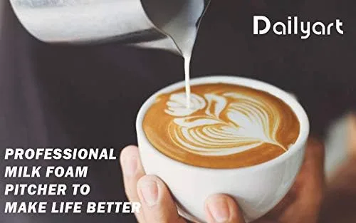 Vista 8 de Dailyart - Jarra espumadora de leche de 6.8 oz6.8 fl oz, acero inoxidable 304, con escala interna, accesorios de espresso, jarras espumadoras