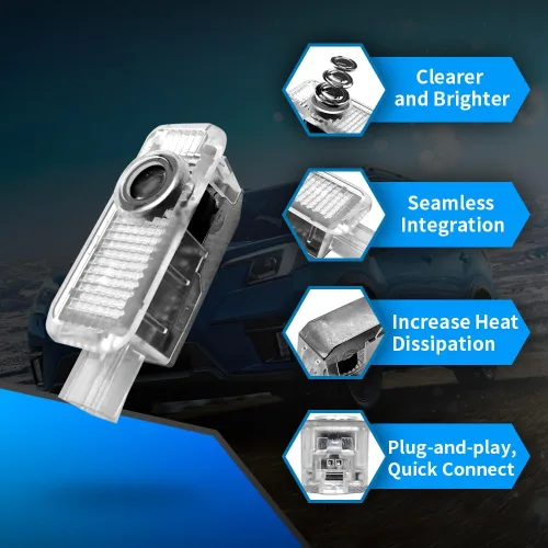 Vista 5 de 2 luces de logotipo HD para puerta de automóvil, proyector LED, luz de sombra de puerta, luz de bienvenida, emblema láser, logotipo, luces de charco