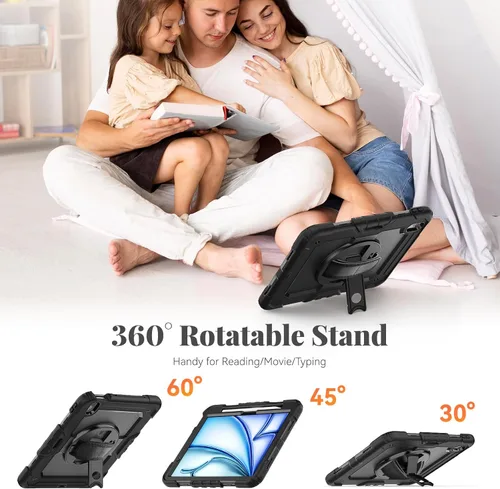 Vista 7 de BLOSOMEET Funda para iPad Air de 11 pulgadas M3 2025 y M2 2024 con protector de pantalla de vidrio templado y soporte para lápiz, funda para iPad