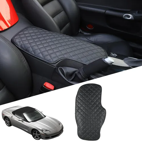 Almohadilla de consola central de automóvil para Chevrolet Corvette C6 2005-2013, funda de reposabrazos de automóvil, cojín de cuero, impermeable,