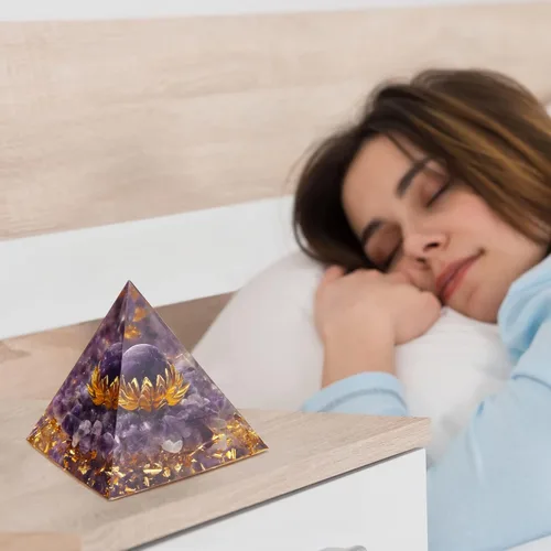 Vista 7 de Orgone Pyramid for Healing Heart, Pletpet Orgonite Pyramid Crystals and Healing Stones Amethyst Obsidian Positive Energy Pyramid for Reiki Chakra