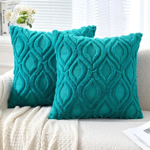 Vista 18 de MIULEE - Juego de 2 fundas de almohada de lana sintética suave y afelpada, fundas decorativas de estilo bohemio para sofá, sala de estar, cama, 16 x