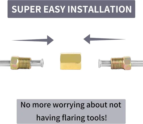 Vista 5 de MuHize Líneas de freno a prueba de óxido de 10" - 3/16" tubo de acero inoxidable resistente con abocinados dobles de precisión y 2 uniones Ajuste