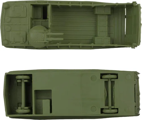 Vista 6 de BMC Classic Marx Landing Craft - 4 unidades de vehículos militares de plástico verde marrón contra OD para hombres