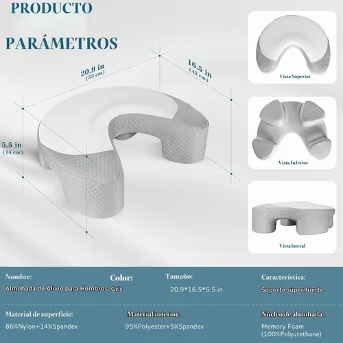 Vista 7 de EUHAMS - Almohada para durmientes laterales - Almohada ergonómica de espuma viscoelástica para el hombro con agujeros para los brazos para aliviar