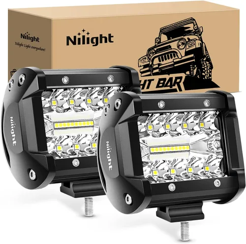 Vista 17 de Nilight - 2 luces LED de triple fila de 4 pulgadas, 60W y 6000LM y haz amplio combinado, barra de luz con soporte de montaje tipo pilar-A y kit
