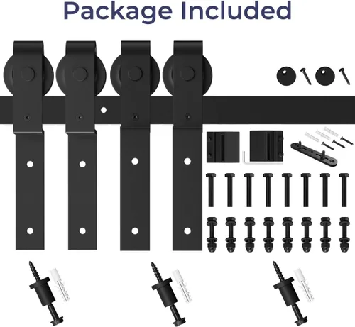 Vista 6 de SmartStandard 24in x 84in Sliding Barn Door with 4FT Bypass Sliding Barn Door Hardware Kit, Single Track, Easy to Install, Smoothly & Quietly, Fit