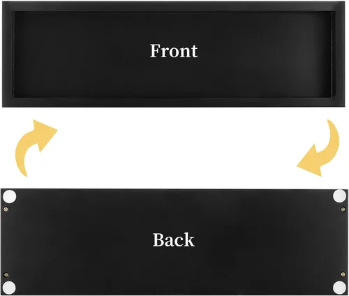 Vista 7 de Hanobe Bandeja rectangular larga y estrecha: portavelas rectangular decorativo negro, bandeja de centro de mesa, bandeja de servir sin asa para mesa