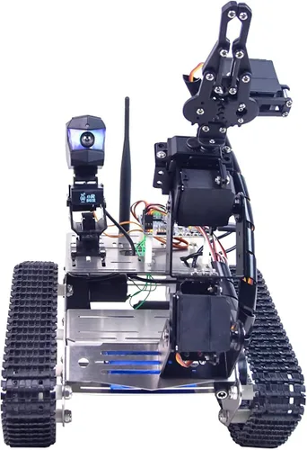 Vista 2 de Kit robot FPV Robot Car Kit con brazo robótico cámara HD para Mega 2560, vehículo robótico de chasis de tanque inteligente, aprendizaje inteligente