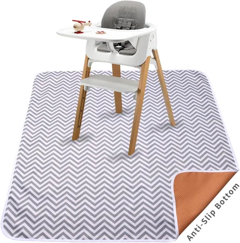 Tapete de 43 x 43 pulgadas para silla de bebé, impermeable, a prueba de fugas, antideslizante, con 4 pares de parches adhesivos (43 x 43 pulgadas,